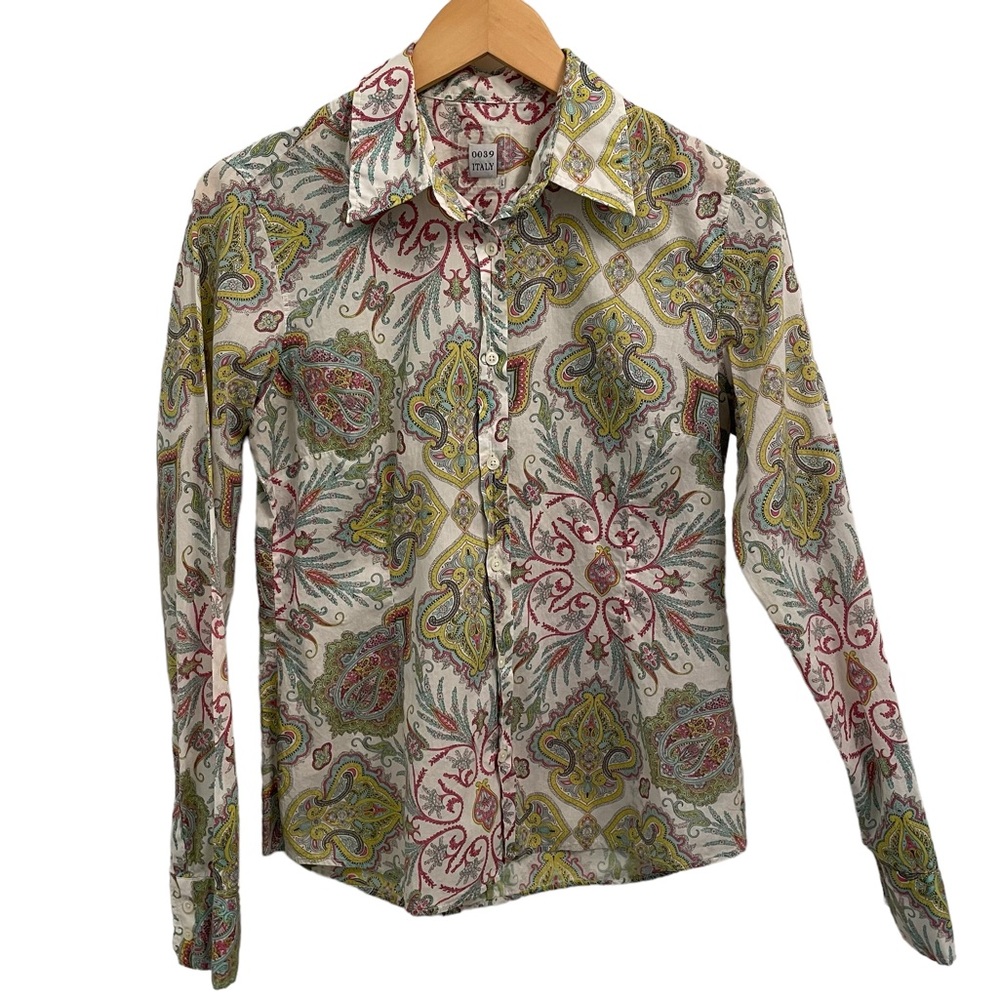 Paisley Print Button-Down Shirt - Multi-Color
